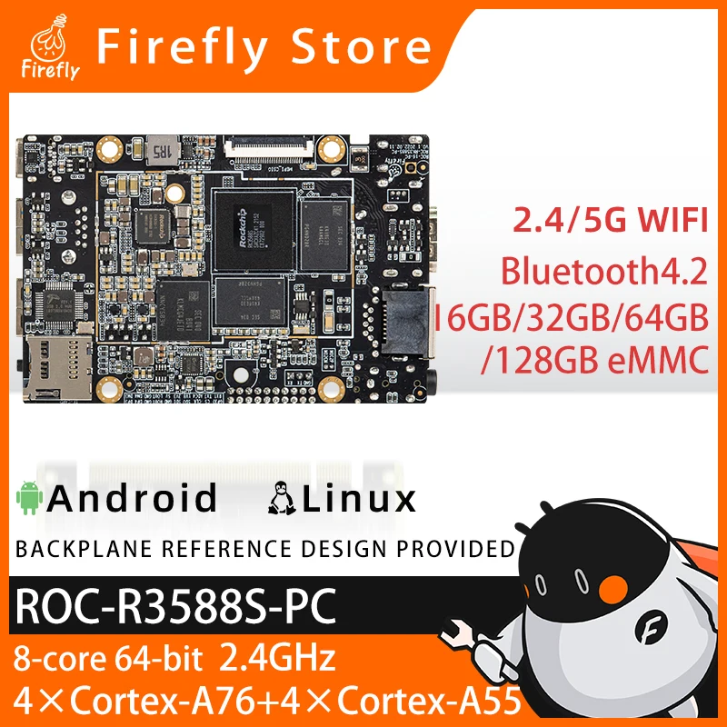 

ROC-RK3588S-PC 8-Core 8K AI материнская плата Rockchip RK3588S, новый 8-ядерный 64-битный процессор, edge вычисление, искусственный интеллект