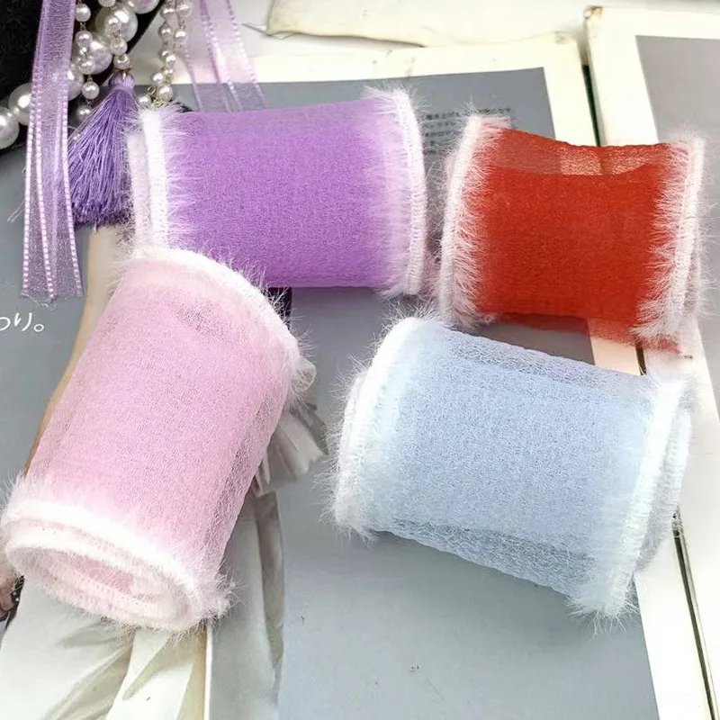 10 Yards 50MM Whit Plush Selvedge Yarn Ribbon Hair Bows DIY Crafts Handmade Accessories New Year Decoration