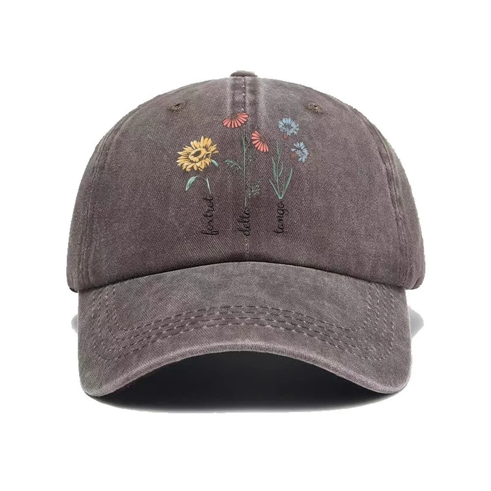 

Fashion Casual Printed Baseball Cap Washed Sunflower Dad Sun Hat Vintage Multiple Colors Snapback Cap Hiking