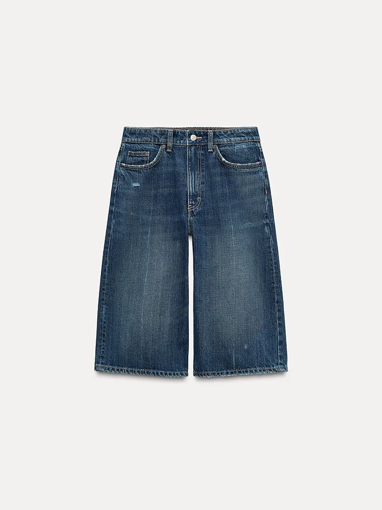 

Faionable Summer New Arrival Women's Casual Slimming Mid-Waist Denim orts Regular Thin Sea Blue Versatile Comfortable