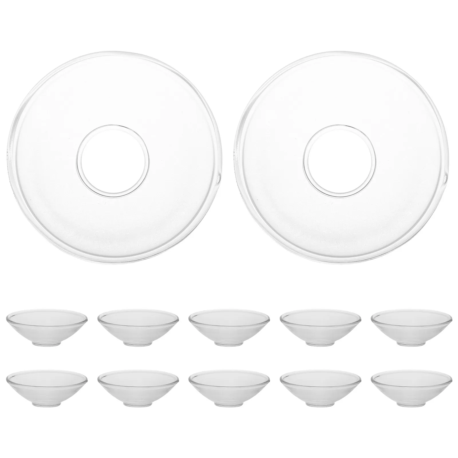 12Pcs Clear Glass Fluted Drip Catcher Wax Holder Protector for Taper Candles Decorative Reusable Drip Guard for Home