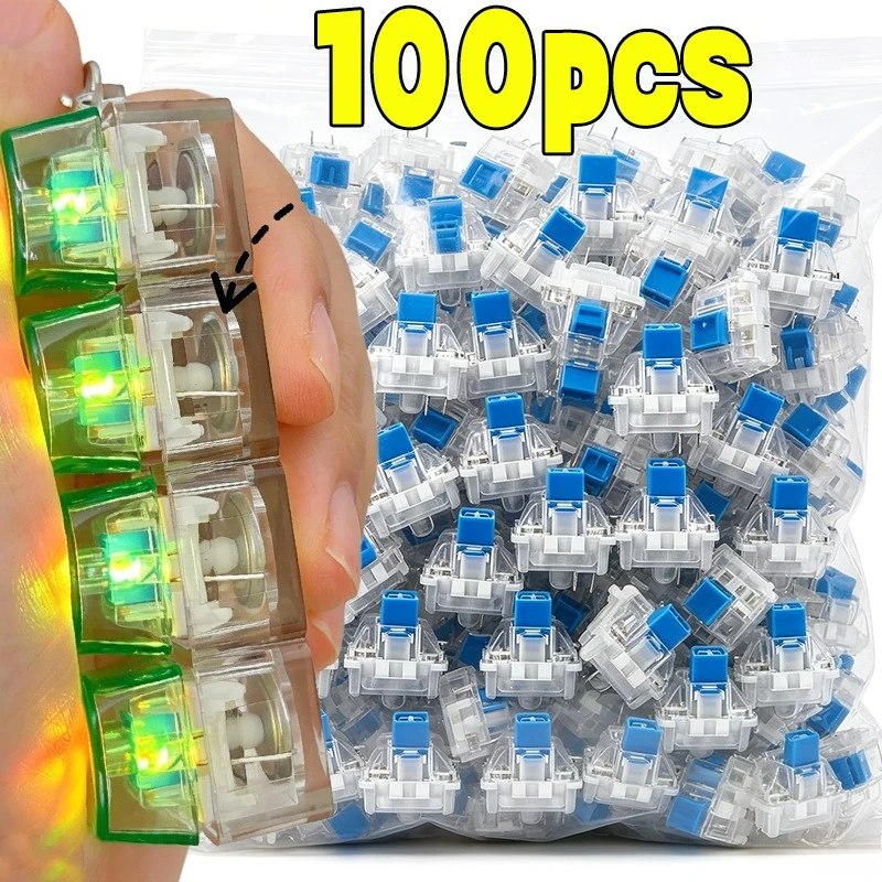 10/100pcs KeyBoard Mechanical Switch DIY 3D Print Click Button Keycap Parts Emit Light Handmade Parts Fidget Accessorie