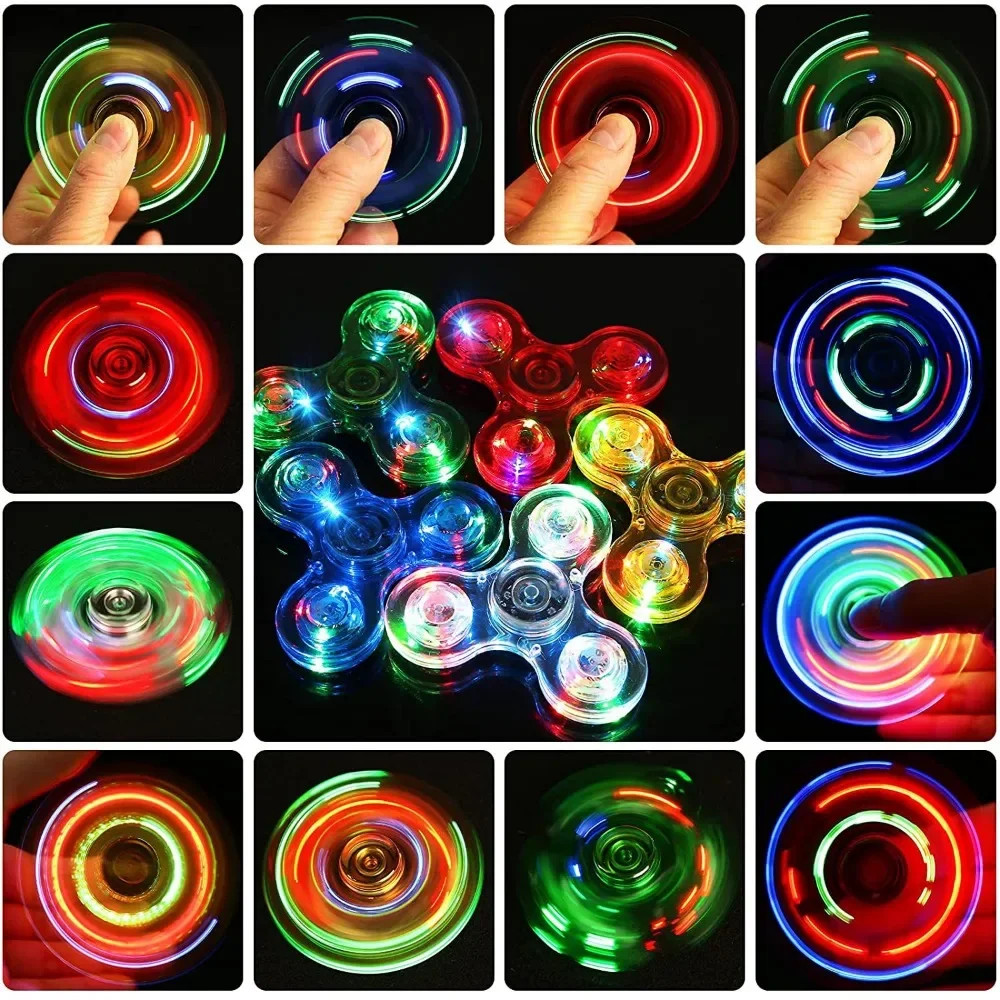 Crystal LED Luminous Fidget Spinner Kids Birthday Party Wedding Guest Gift Souvenir Kindergarten School Carnival Reward