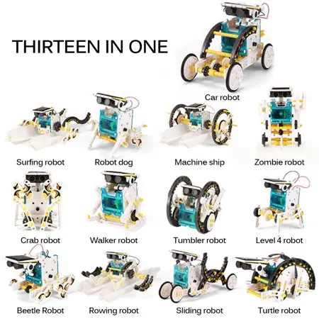Mainan STEM Kit Percobaan Robot Surya DIY Anak-anak Kit Robotika 13 In 1 Kit Bangunan Robotika Bertenaga Surya Hadiah Pendidikan untuk Anak Laki-laki