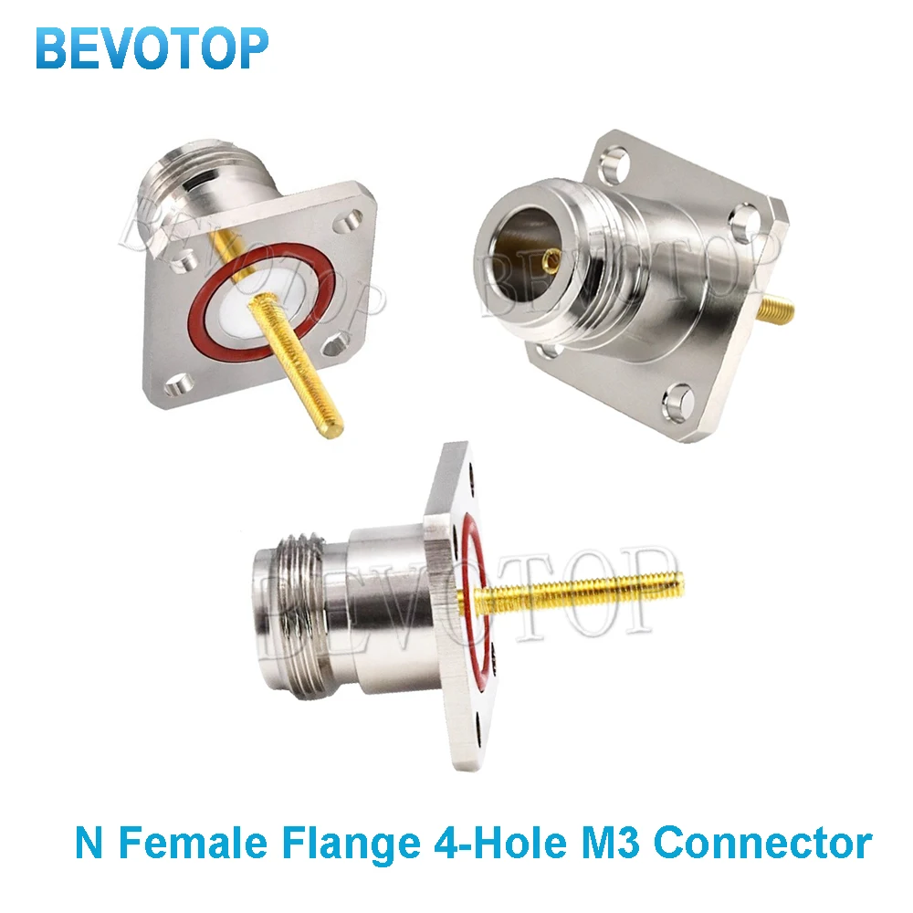 10Pcs N Type Female Waterproof Socket Mount Panel Moun Long Pin 4Hole Flange Connector Fast Delivery RF N Female Brass Copper