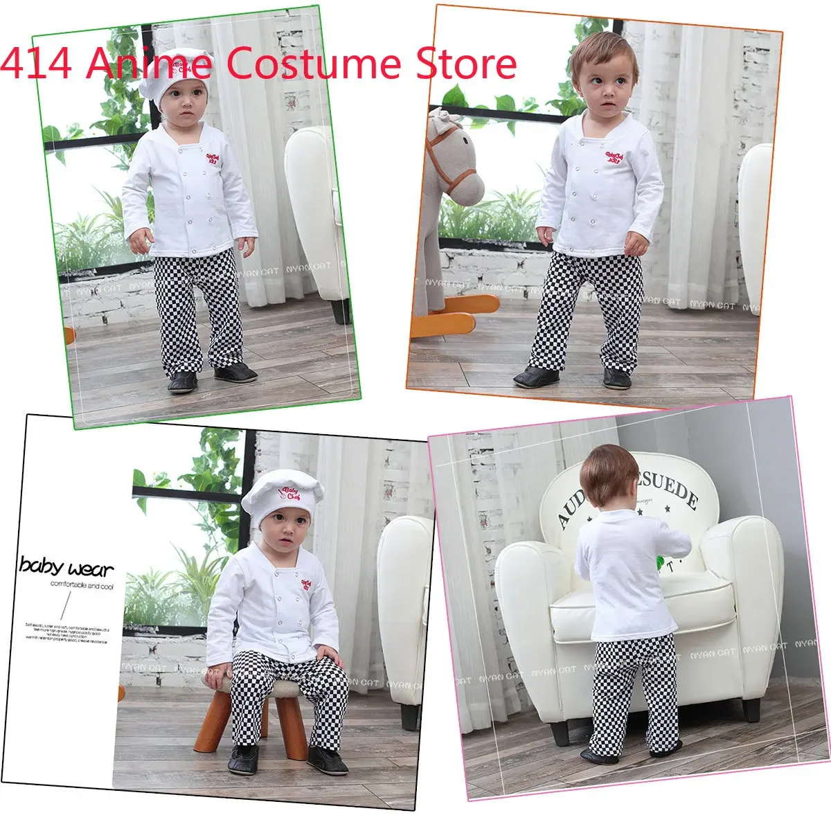 Cook Chef Costume Outfit for Baby Boys Toddler Infant Halloween Christmas Birthday Party Cosplay Fancy Dress