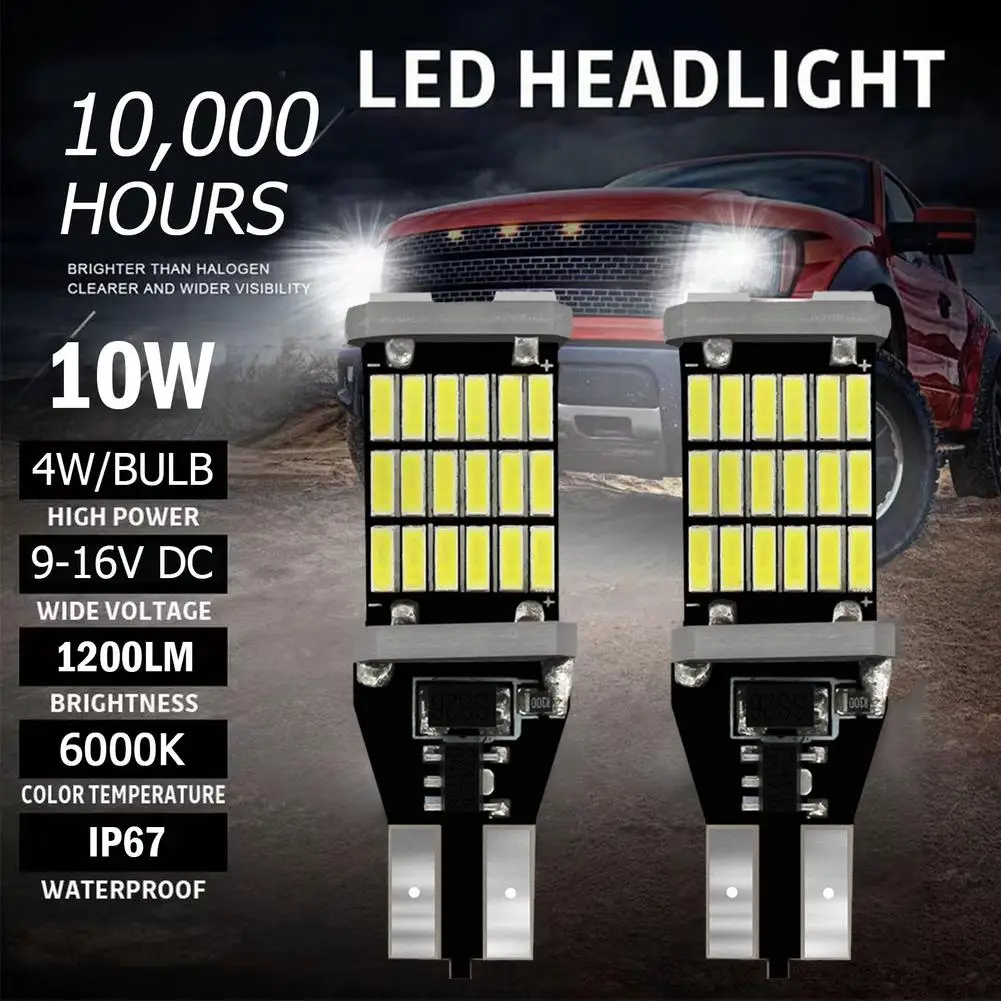 2 Stuks Auto Achteruitrijlichten T15 W16W 921 912 Led-lampen High Power Super Heldere 1200LM Vervangen Voor Auto achteruitrijlicht Wit Q6D9