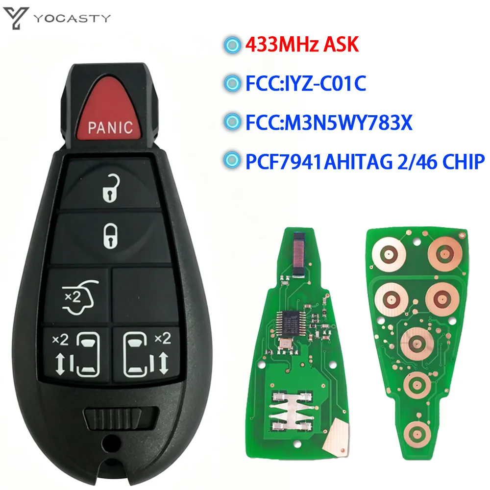 YOCASTY M3N5WY783X 433MHz ID46 Chip 6 botones llave remota para coche VW Volks wagen Routan 2009 2010 2011 2012 IYZ-C01C