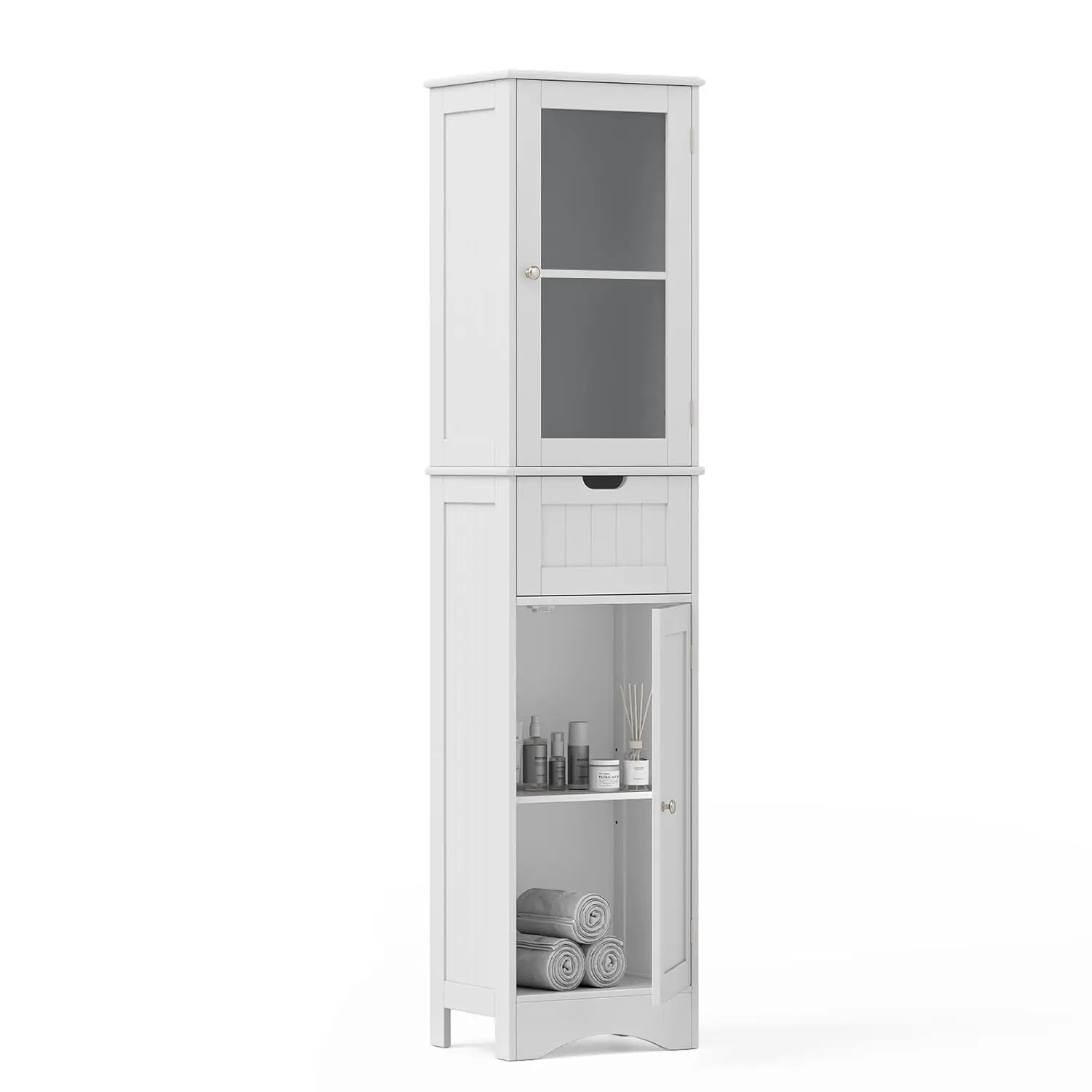 

Тумба для ванной комнаты высотой 67 дюймов с 2 дверцами и 1 ящиком, современный напольный шкаф с регулируемыми полками и матовой отделкой, на заказ