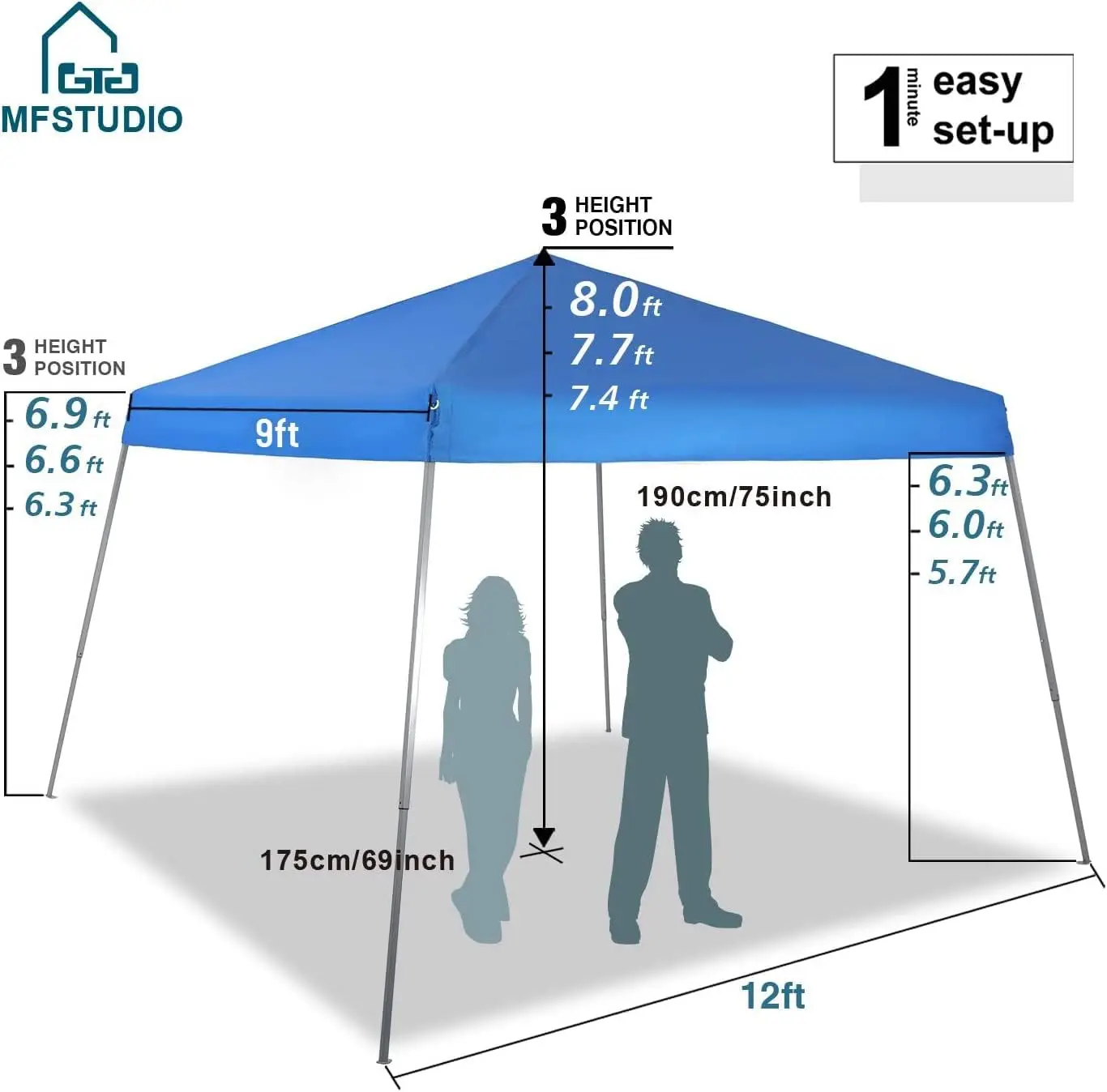12x12 Pop up Canopy Tent Gazebo Sun Shade Shelter Outdoor Event Portable Waterproof, Customized