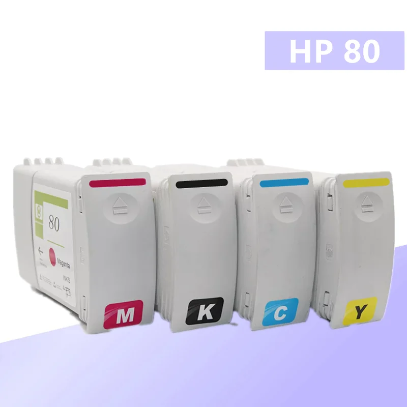 Compatible HP 80 replacement cartridge fully loaded with dye ink for HP Designjet 1050c Plus 1055cm Plus printer BK C Y M 4color