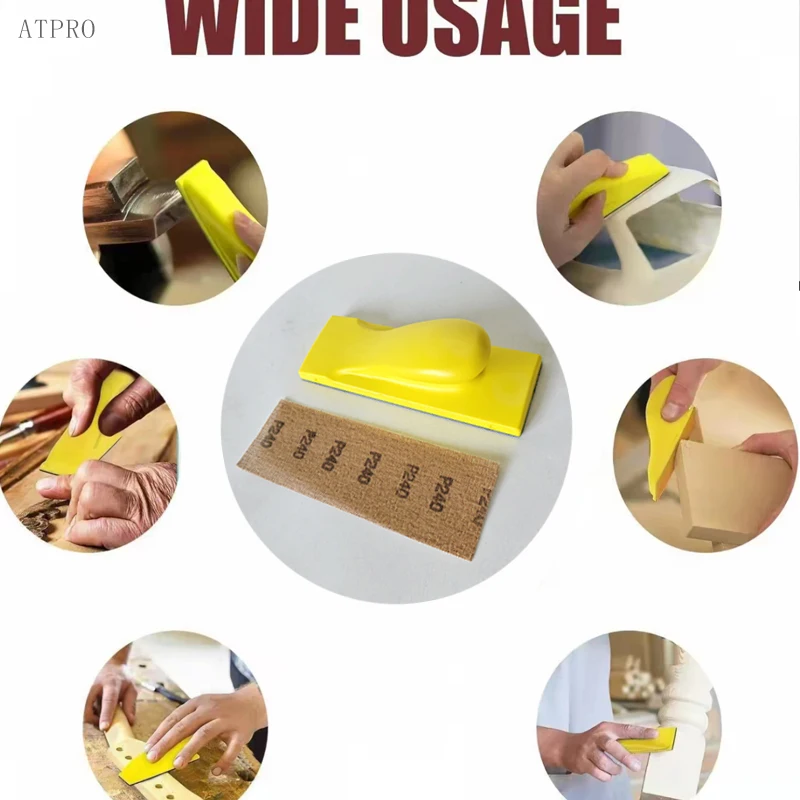 70×198mm Hand Sanding Block, Rectangular Manual Sanding Pad for  Polishing & Surface Sanding