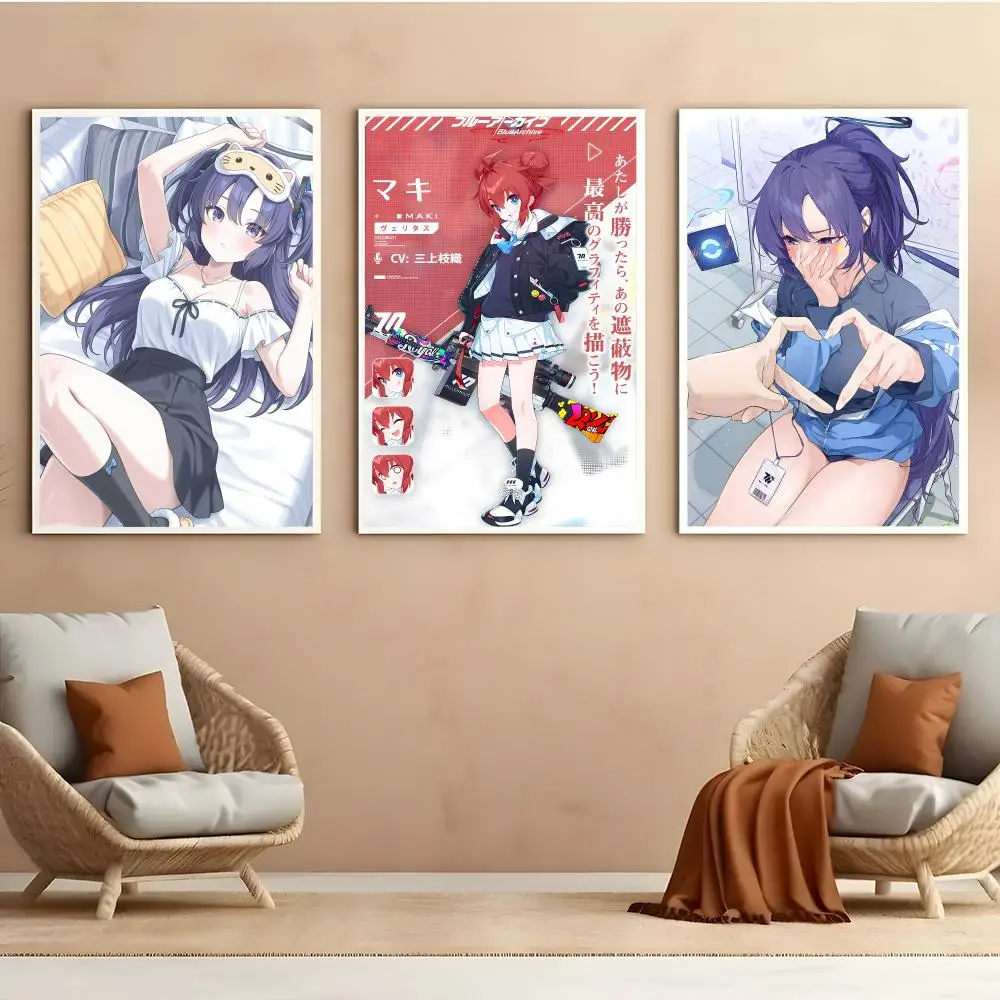 Anime Blue Archive Kawaii Girl Poster Aesthetic HD PVC Wall Art - Waterproof Wear Resistant For Home Hotel Bar