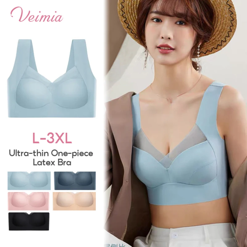 Veimia Large size breathable back ultra-thin non-marking underwear female large breasts bra sports undershirt type non-steel bra