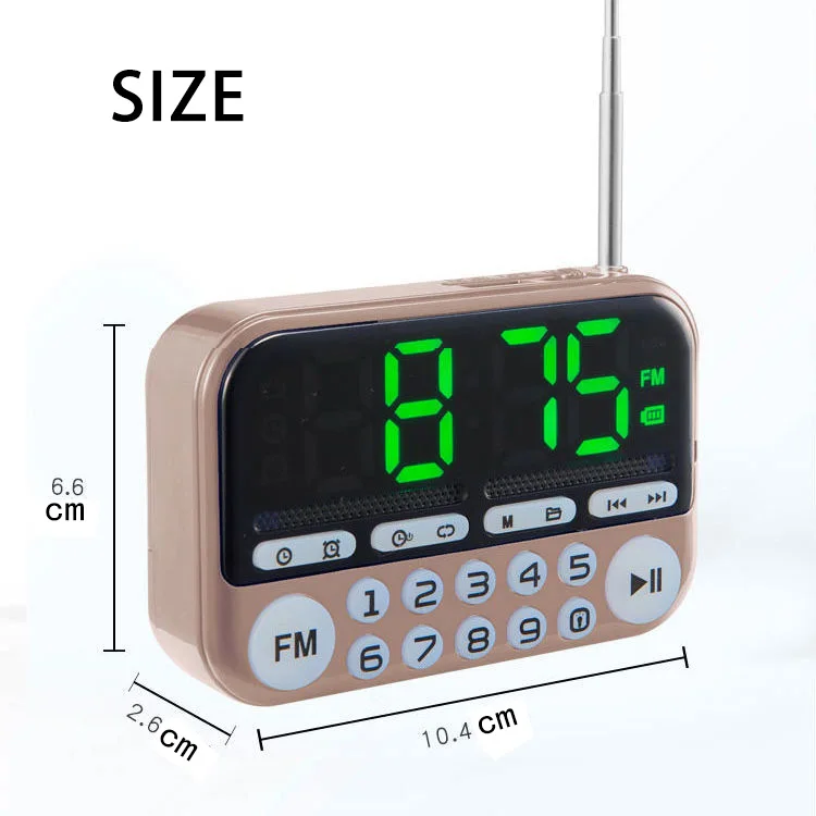 محمول صغير راديو FM المتكلم مشغل موسيقى TF بطاقة USB لأجهزة الكمبيوتر آي بود الهاتف مع شاشة LED الرقص HiFi إنذار-25