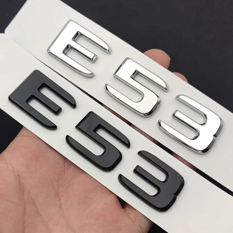 

Auto ABS 3D E53 Logo Engine Displacement Trunk Rear Car Badge Decal Chrome E53 Side Wing Emblem Sticker Car Styling