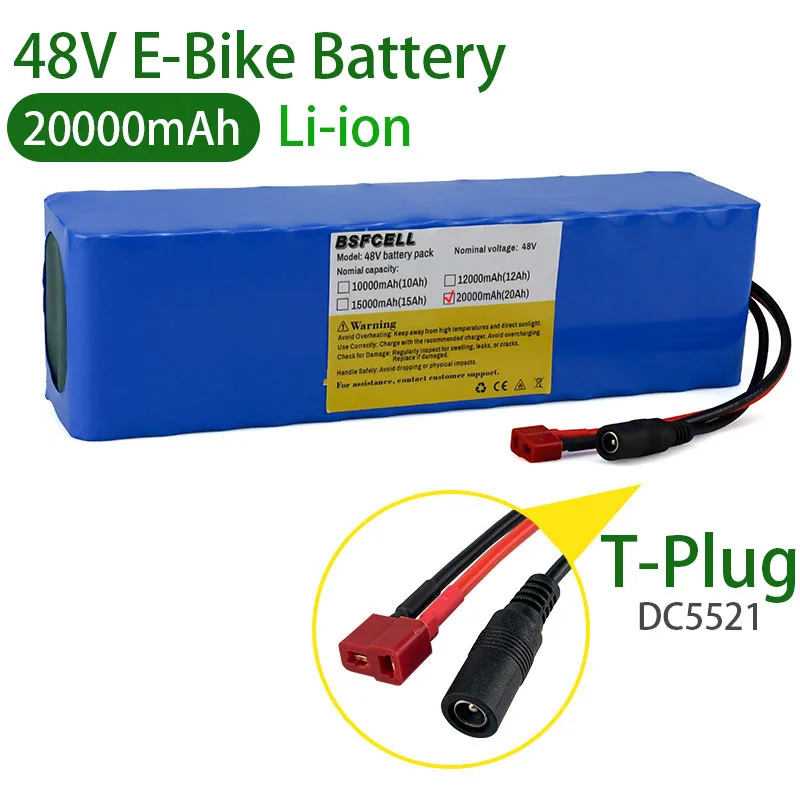 

48V 20000mAh E-Bike Battery Li-ion Battery T-Plug+DC5521 Connector