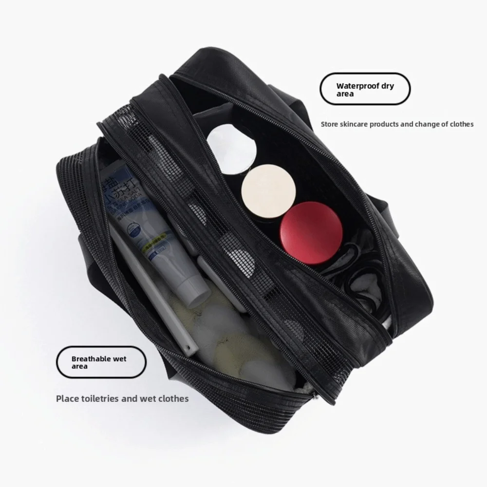 Solid Color Handheld Cosmetic Bag Large Capacity Oxford Cloth Pouches Bag Organizer Korean Style Thickened Portable Toiletry Bag