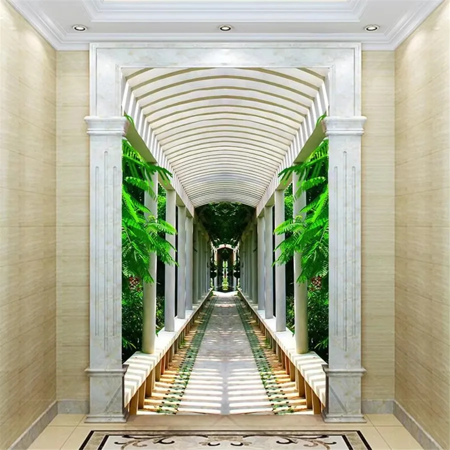 خلفية مخصصة ثلاثية الأبعاد مساحة ستيريو مجردة لوتس مدخل الممر حائط الخلفية كرة مستديرة الدرج غرفة المعيشة فندق خلفية