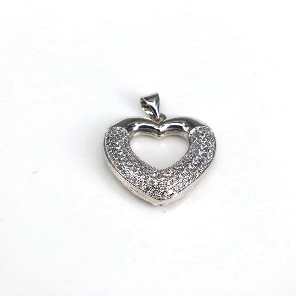 Hot 2Pcs-22mmTrendy White Crystal Big Heart Pendant for Necklaces 18K Real Gold Plated Love Pendant Necklace DIY Findings