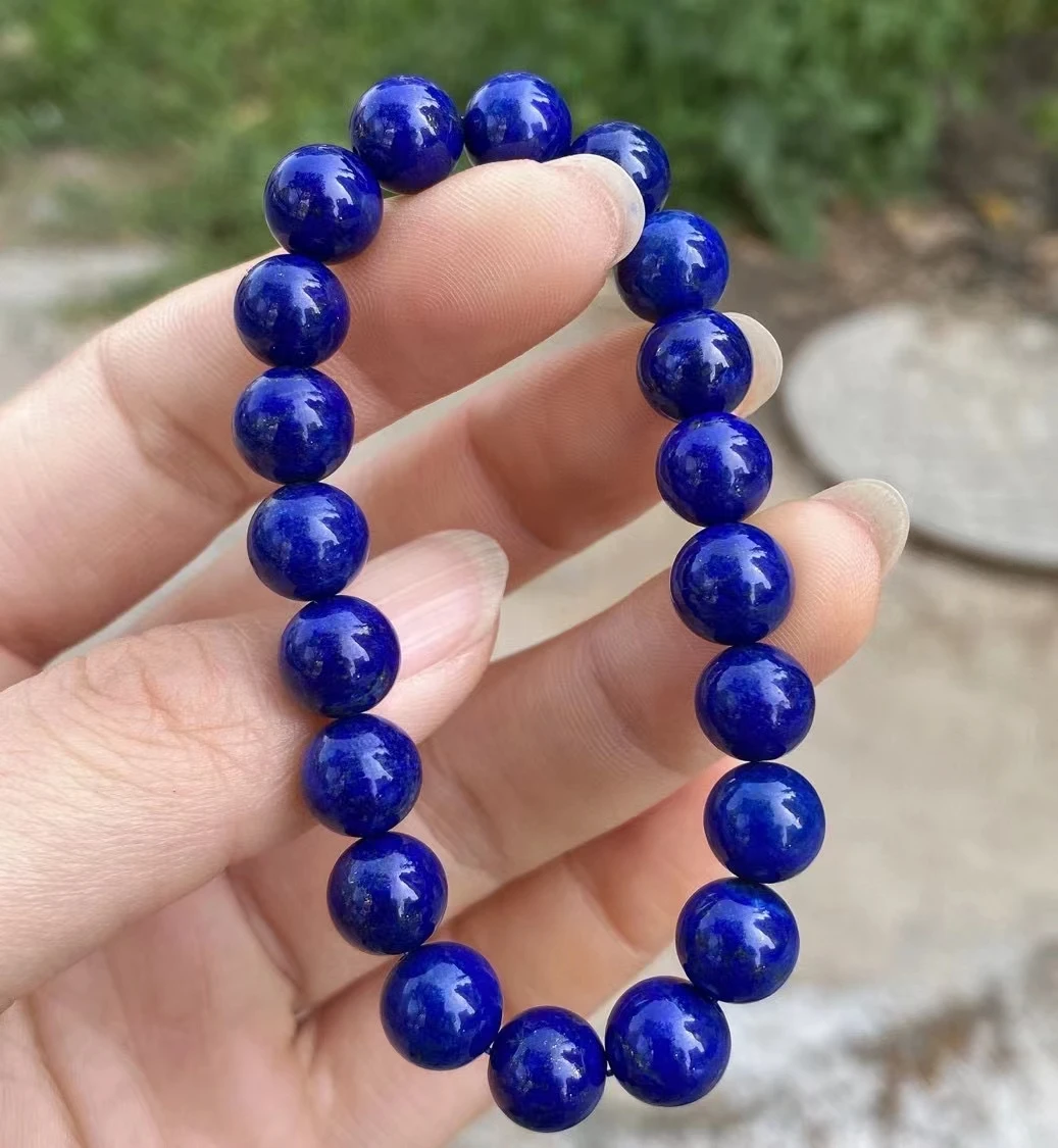 

Natural Blue Lapis Lazuli Round Beads Bracelet 9mm Women Men Stretch Round Crystal Bracelet Fashion Jewelry AAAAAA