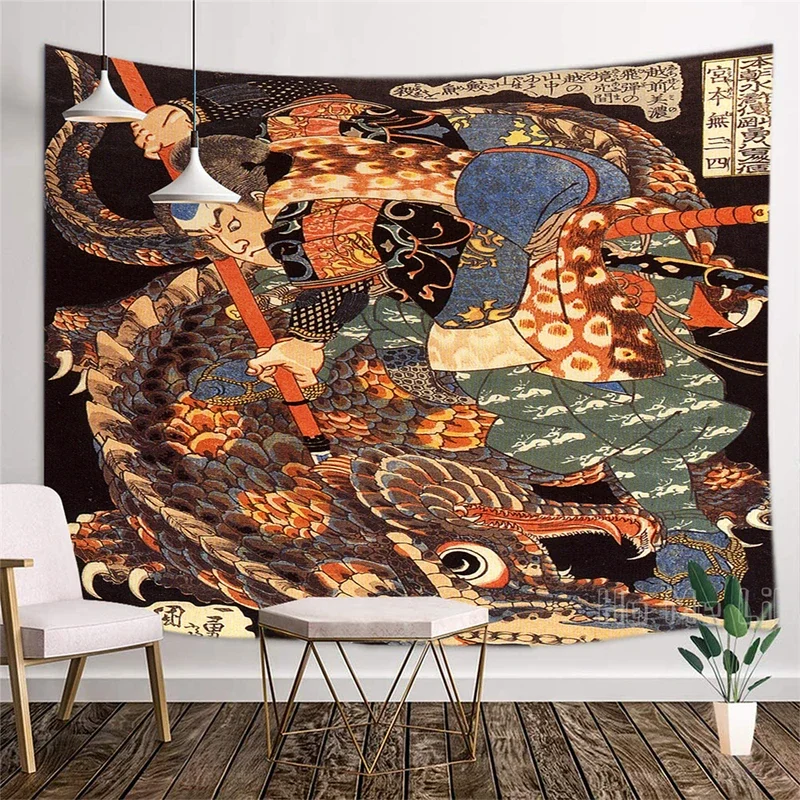 Miyamoto Musashi killing a giant Nue tapestry unique room accessories home decoration