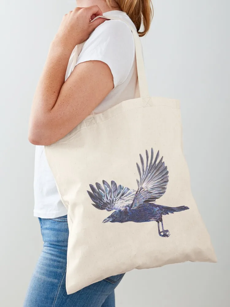 الغراب في الطيران - رسم بالقلم الرصاص الملون حمل حقيبة مخصصة حمل حقيبة أكياس قماش أكياس قماش البيئية