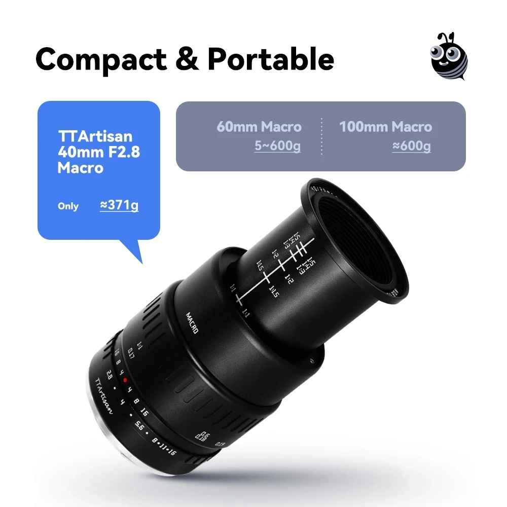 TTArtisan 40mm F2.8 Macro Lens for Sony E Fuji X Canon M Panasonic Olympus M43 Nikon Z Cameras Manual Focus APS-C Macro Lens