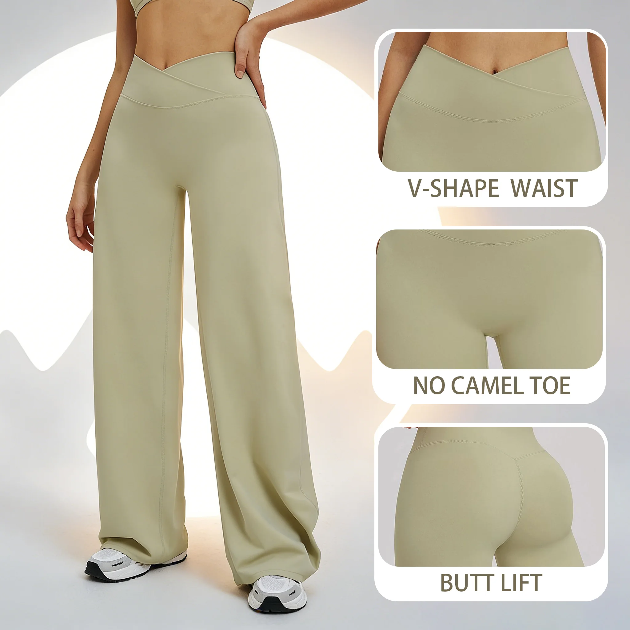 Fleece-Lined Flared Leggings, High-Waisted Crossover Casual Trousers, Loose-Fit Running Pants, Bottoms for Outdoor Activities