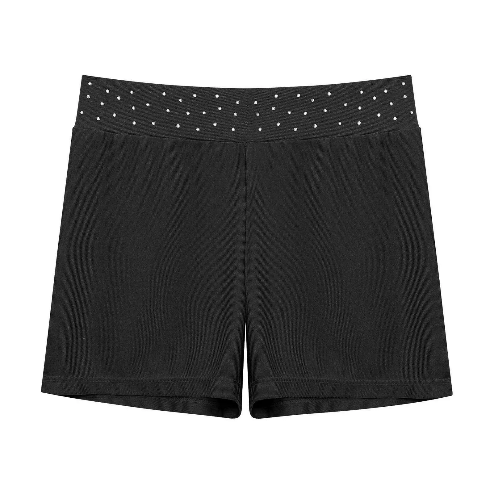 3 шт., гимнастические танцевальные костюмы для девочек, блестящие стразы, цветной блок, металлический укороченный топ + шорты + головной убор, школьная форма болельщика