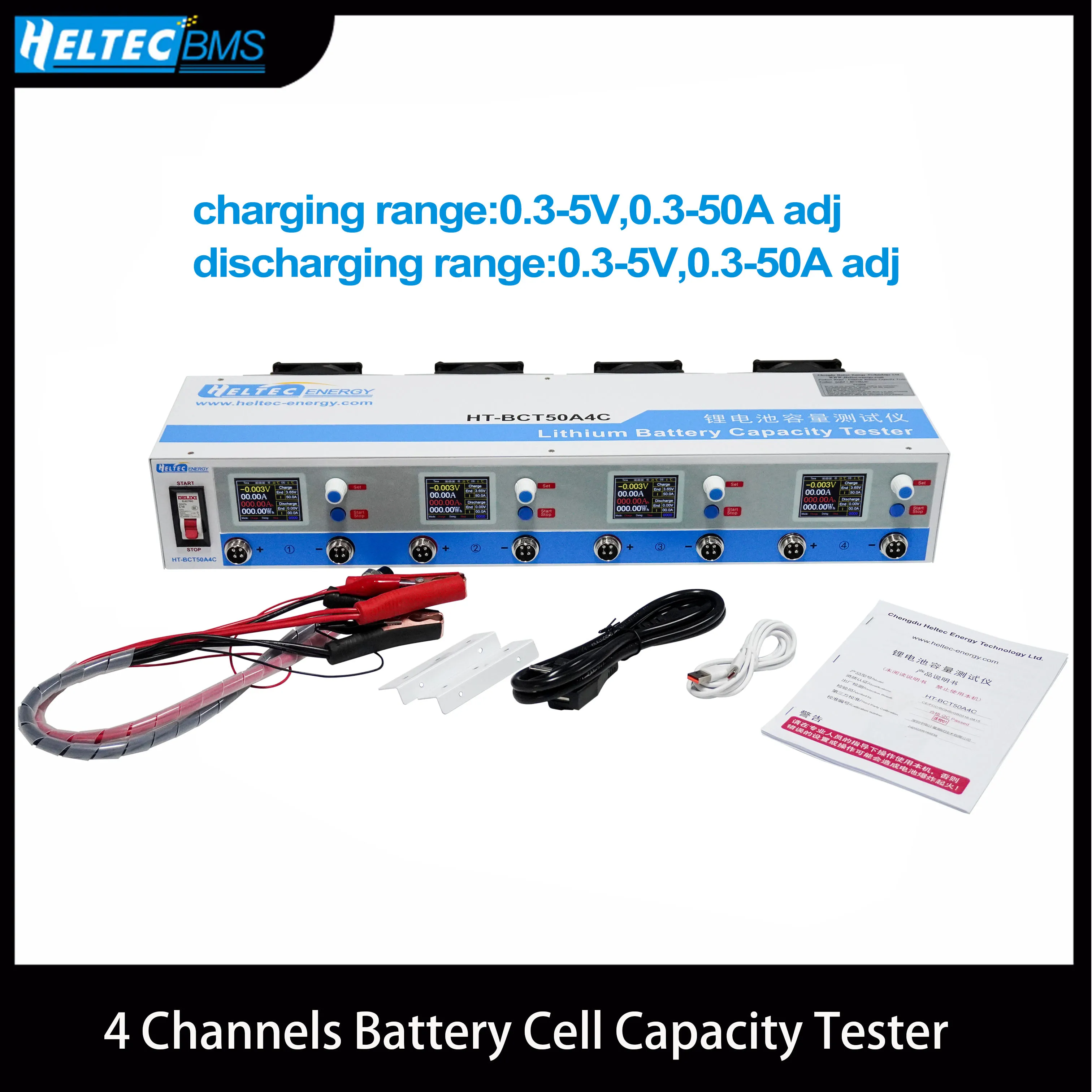 4 Channels 50A Charge/Discharge Battery Capacity Tester  for LiPo/LiFePO4 5V Electronic Load Power Tester
