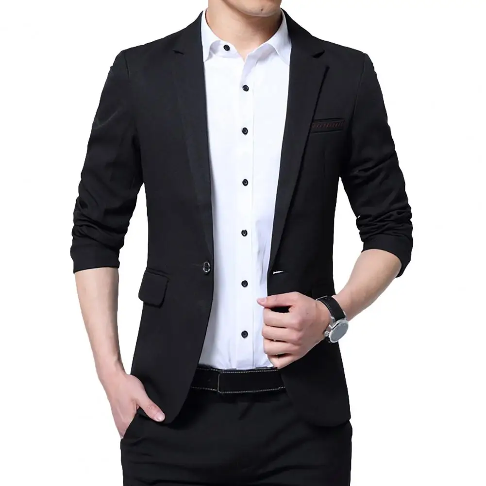 

Men Suit Coat Business Attire Coat Men's Slim Fit Business Style Suit Coat with Single Button Closure Long Sleeve Mid for Work