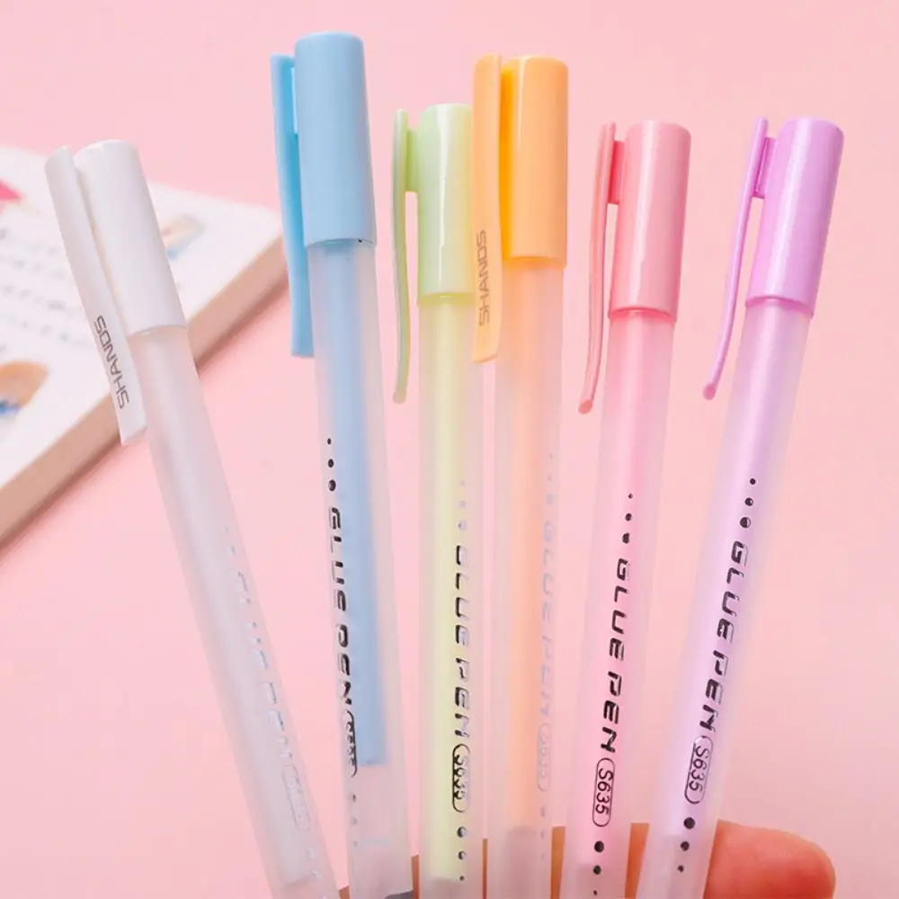 DIY Candy Color Glue Pen Creative Pen Shape Solid Glue Stick Pen Stationery Quick-Drying High Viscosity Glue