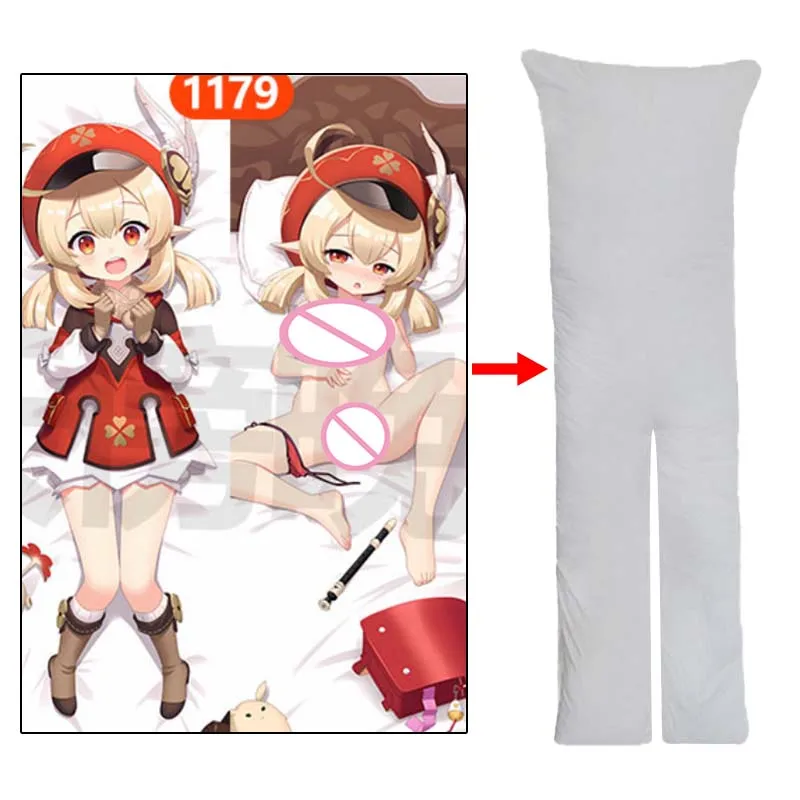 Genshin Impact Klee Split Legs Dakimakura Onahole Sex Anime Pillowcase 2WAY Waifu Body Pillows Cosplay Props Otaku Gifts