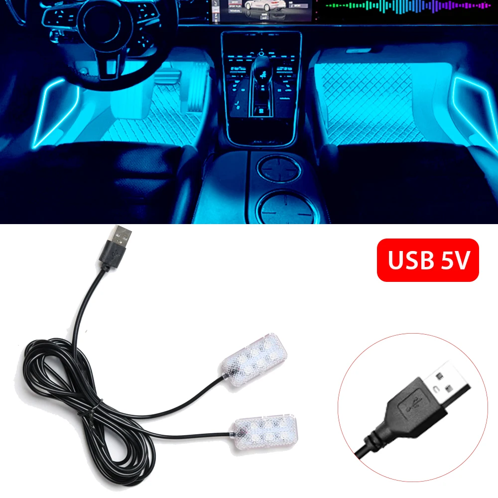 LED Auto Innen Umgebungs Fuß Streifen Licht Kit Zubehör Hintergrundbeleuchtung Auto Innen Umgebungs Lampen mit LED Rosa Licht
