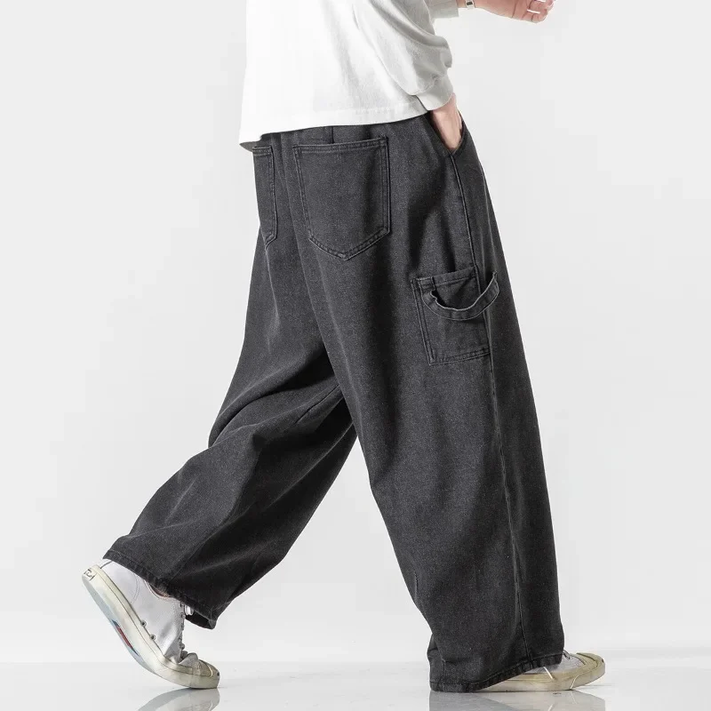 

2024 Street Casual Baggy Jeans Hip Hop Wide Leg Trousers Classic All-match Black Denim Casual Male Trousers M-5XL