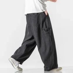 2024 Street Casual Baggy Jeans Hip Hop Wide Leg Trousers Classic All-match Black Denim Casual Male Trousers M-5XL