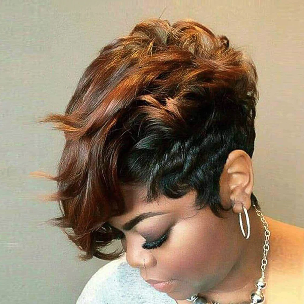 

Короткие вьющиеся синтетические черные смешанные коричневые парики для женщин, пушистый термостойкий парик из волос, повседневный костюм для вечеринки, Хэллоуина