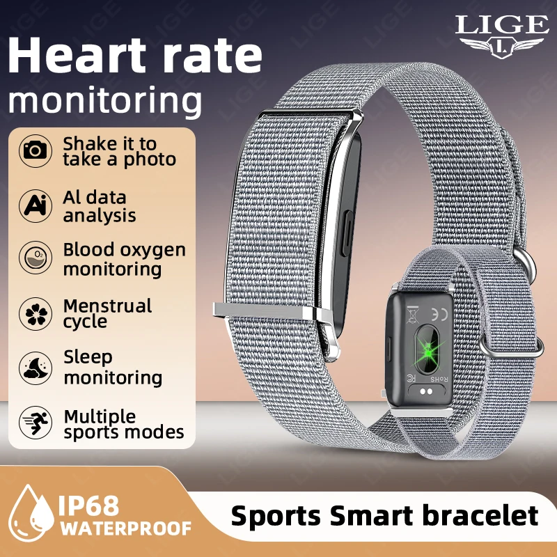LIGE NEW Smart Bracelet Heart Rate Blood Oxygen Pressure Sleep Monitoring Waterproof Sports Smart Band Women Men's Smart Watches
