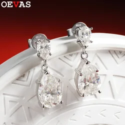 OEVAS 7 Carat Water-drop Pear Cut D Color Moissanite Diamond Engagement Drop Earrings For Women 925 Sterling Silver Fine Jewelry