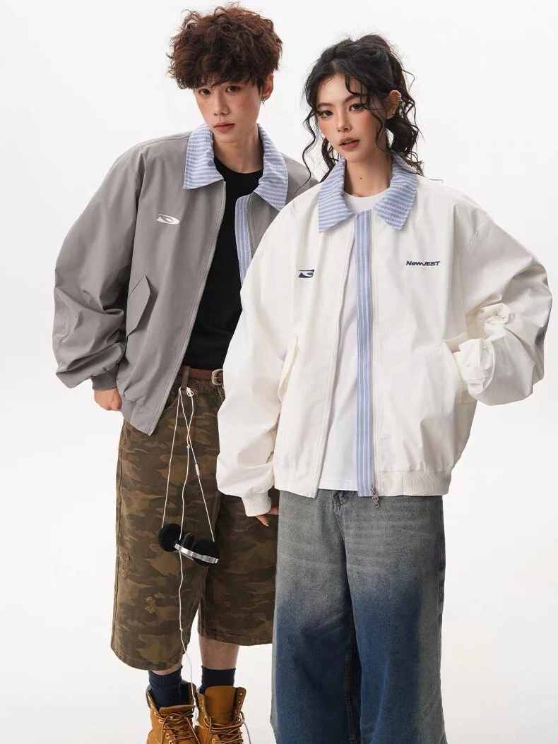 

Американская уличная куртка с вышитым воротником, свободная рабочая одежда для мужчин и женщин, модная винтажная осенняя новинка