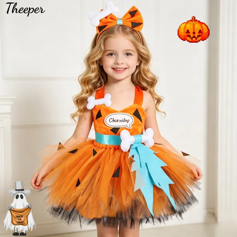 Funny Party Dress Set Cosplay Halloween Fluffy Tutu Dress With Headband Carnival Stage Outfit Holiday Dress Performance Attire