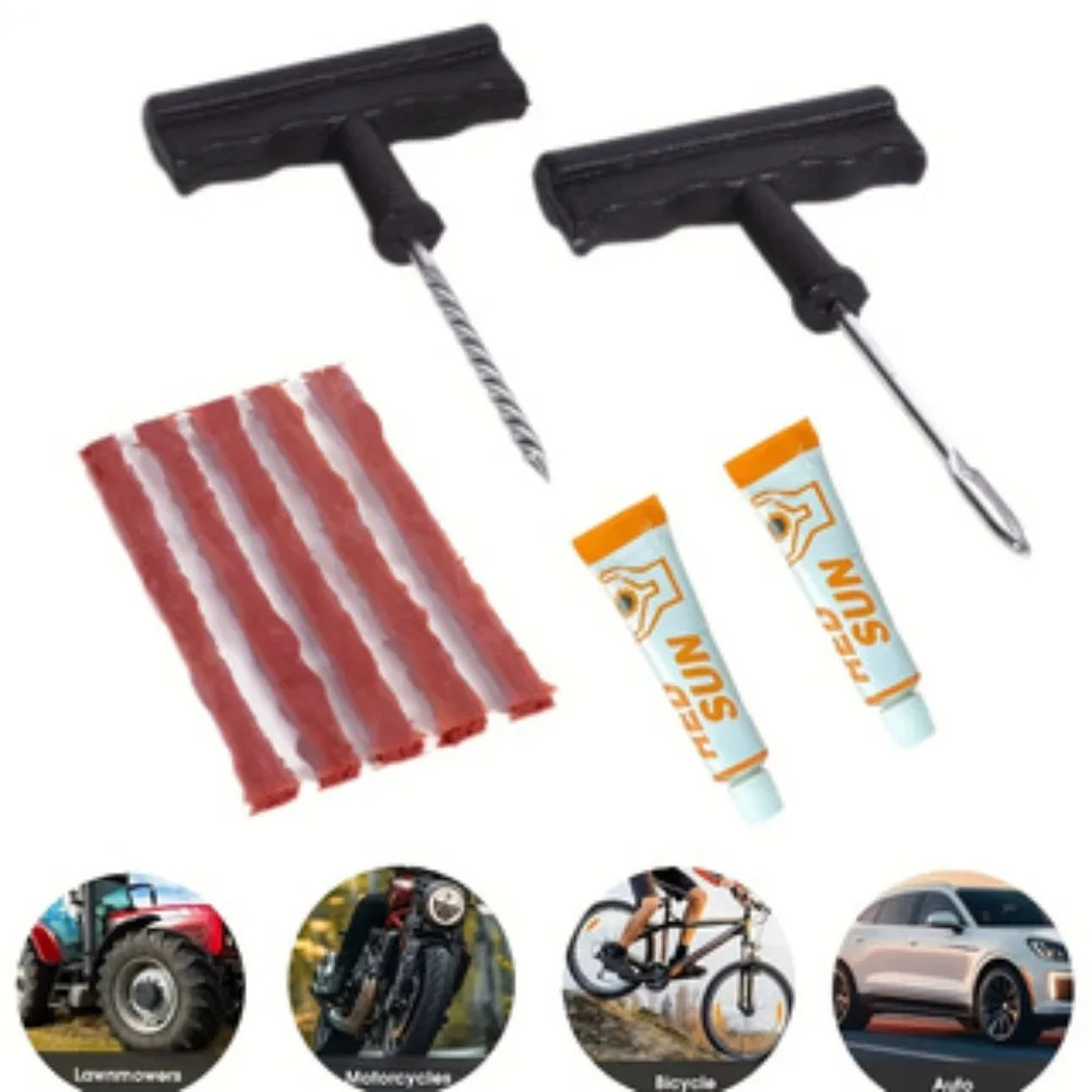 

3-хвилинный комплект для фиксации плоских шин - самоклеящиеся полоски + клей, инструмент для ремонта без удаления для велосипедов/автомобилей/мотоциклов, придорогие в чрезвычайных ситуациях