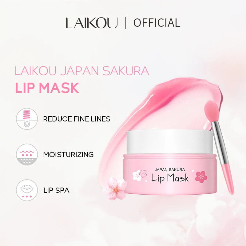 LAIKOU Japan Sakura Lip Mask 8g Reduce Lip Lines Moisturizing Repairing Anti-chapping Lip Care