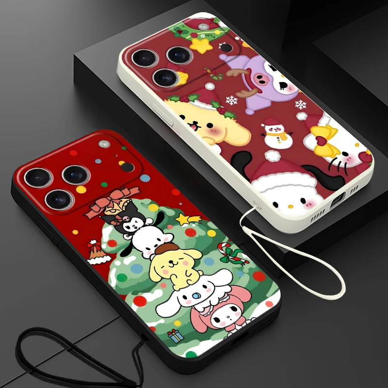 Cute Character Christmas Case for iPhone XR 16 14 15 Plus 7 8 XS 16e 17 Air 11 12 13 Pro Max Soft Cover
