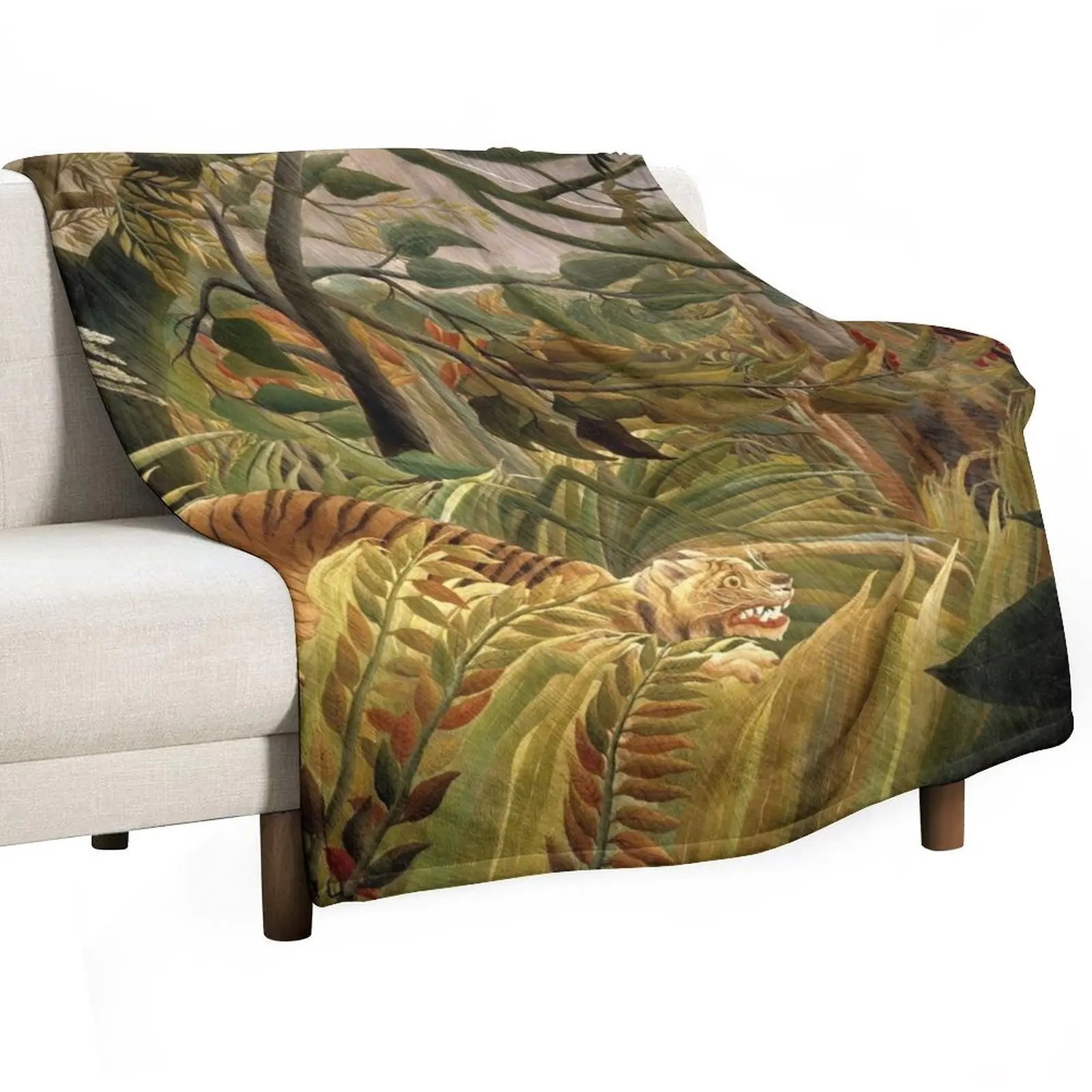 Tiger in a Tropical Storm - Henri Rousseau Throw Blanket bed plaid Comforter Hairy Soft Beds Large Decorative Sofa Blankets