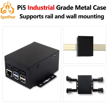ラズベリーパイ5-大スペースの金属ケースd、公式アクティブクーラー、pape、poe帽子、工業用グレード