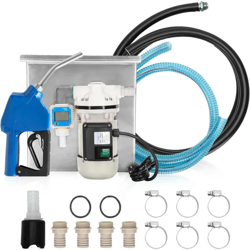 

Tools.2025 Upgrade DEF PUMP,DEF Transfer Pump Kit 10GPM/40LPM 110VAC 550W 3A with Stainless steel shelf,Urea gun