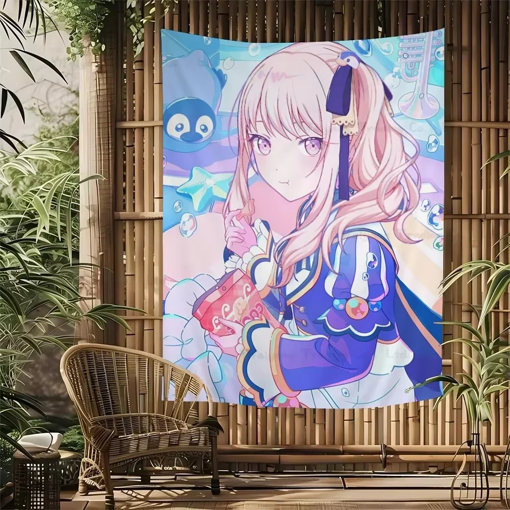 Kawaii Japanese Tapestry Akiyama Mizuki Wall Hanging Bohemian Tapestry Cute Core Room Decoration Aesthetic Home Decoration Items