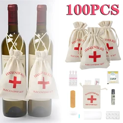 100 Pieces Bachelorette Party Hangover Kit Bags Bride-to-be First Aid Gift Bags Hen Party Supplies Cross Sober Bag Storage Bags